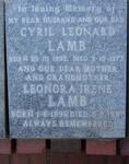 LAMB Cyril Leonard 1892-1973 & Leonara Irene 1896-1987