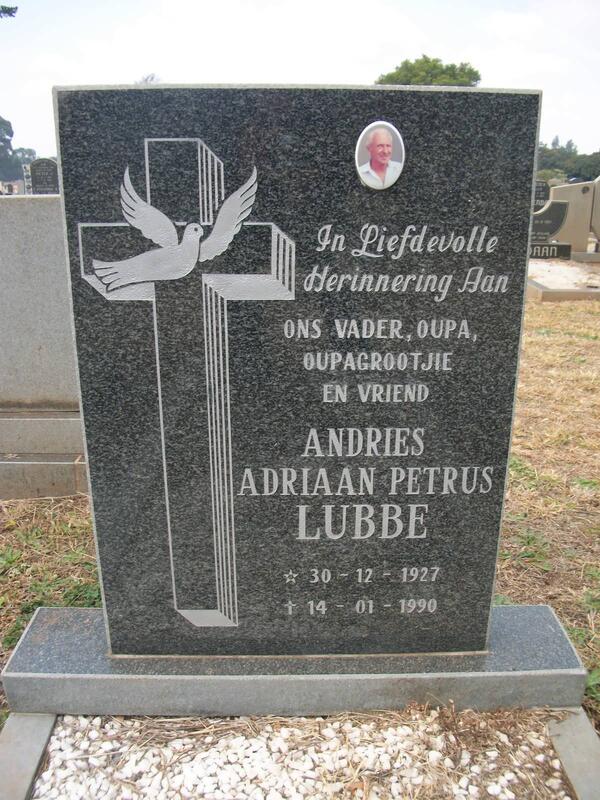 LUBBE Andries Adriaan Petrus 1927-1990