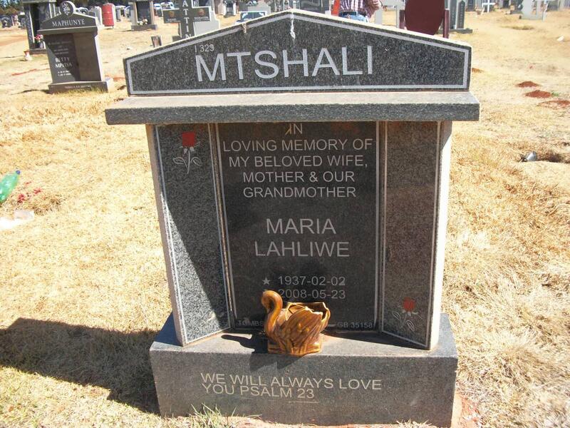 MTSHALI Maria Lahliwe 1937-2008