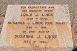 LINDE Louis J. 1849-1930 & Susanna J. SWART 1850-1914 :: LINDE Susanna J. 1880-1932