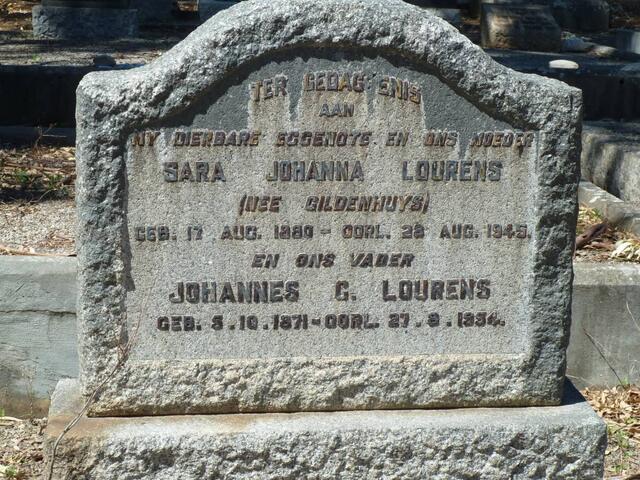 LOURENS Johannes G. 1871-1954 & Sara Johanna GILDENHUYS 1880-1945