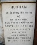 HUXHAM Charles Thomas 1901-1984 & Gertrude Garness 1899-1979