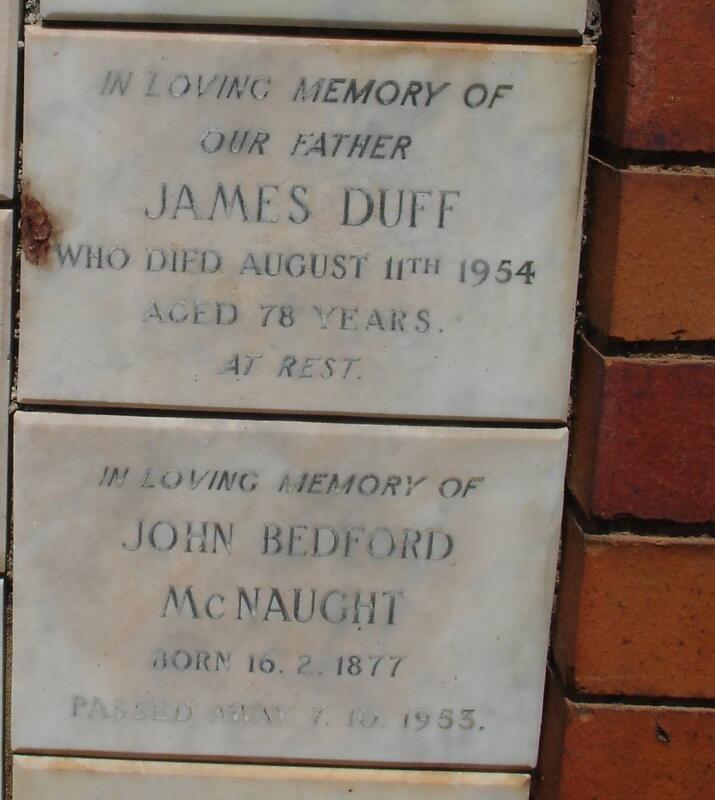 DUFF James -1954 :: McNAUGHT John Bedford 1877-1953