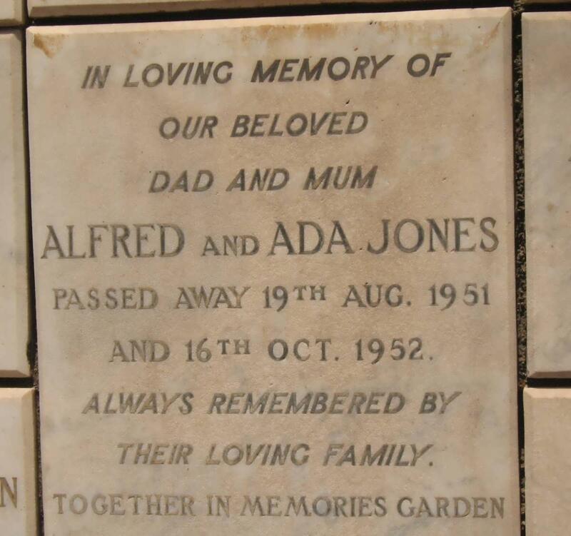 JONES Alfred -1951 & Ada -1952