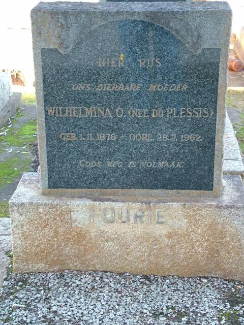 FOURIE Wilhelmina O. nee DU PLESSIS 1878-1962