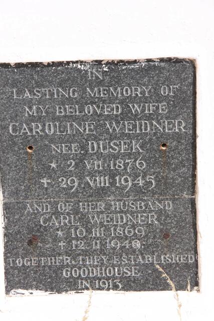 WEIDNER Carl 1869-1949 & Caroline DUSEK 1876-1945
