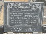WYK Gert Matthys, van 1903-1969 & Martha Maria Du PLESSIS 1914-1985
