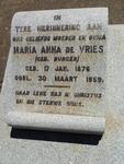 VRIES Maria Anna, de nee BURGER 1876-1959