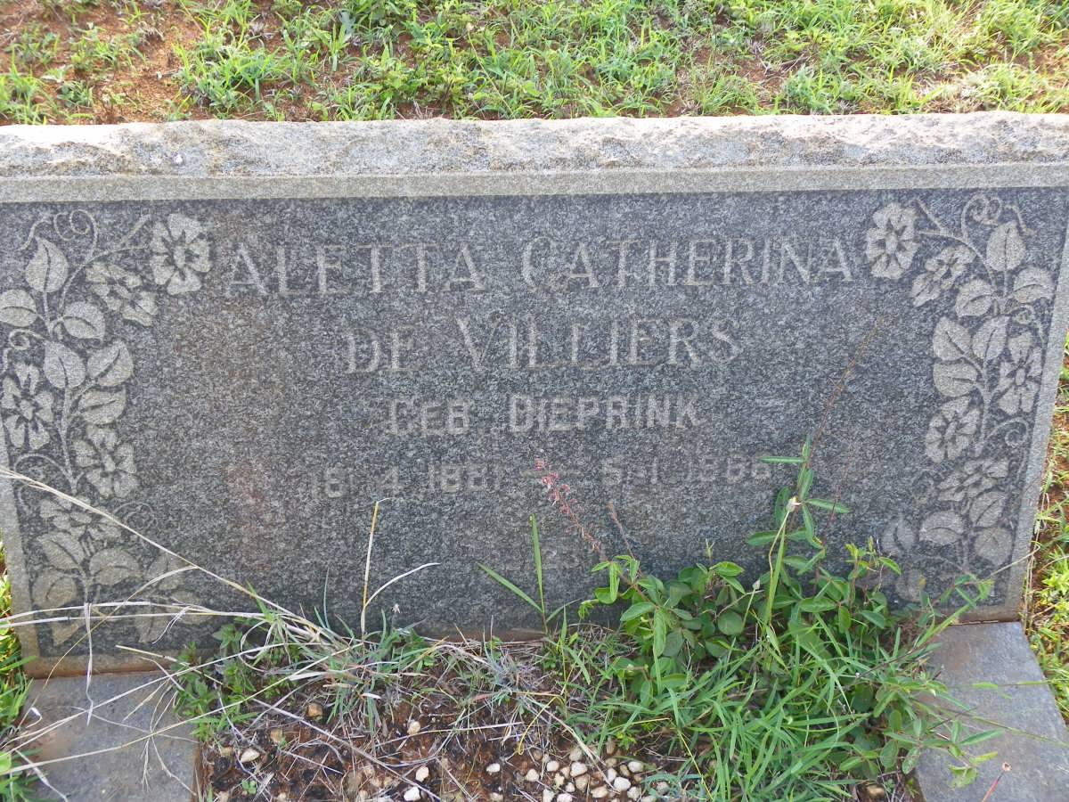 VILLIERS Aletta Catherina, de 188?-1966