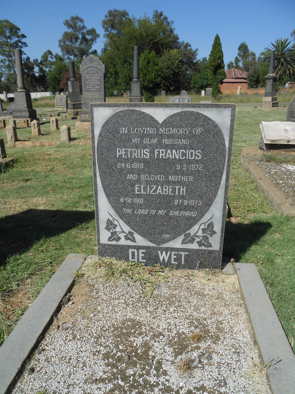 WET Petrus Francois, de 1918-1972 &  Elizabeth 1910-1973