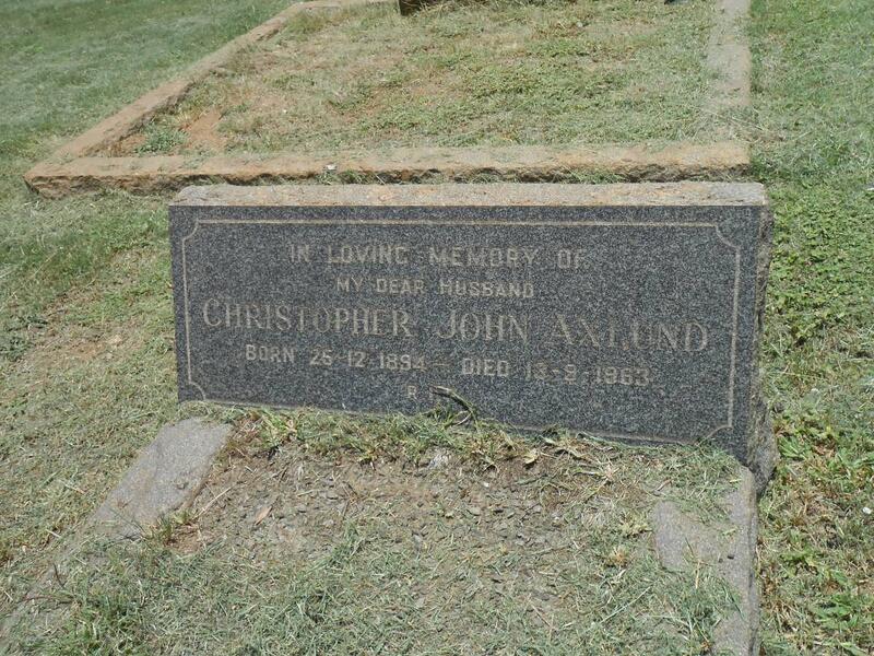 AXLUND Christopher John 1894-1963