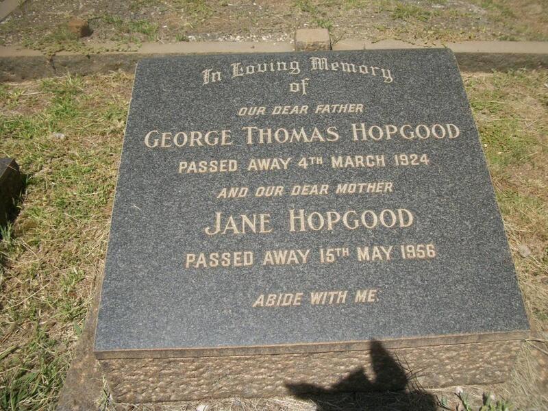 HOPGOOD George Thomas -1924 & Jane -1956
