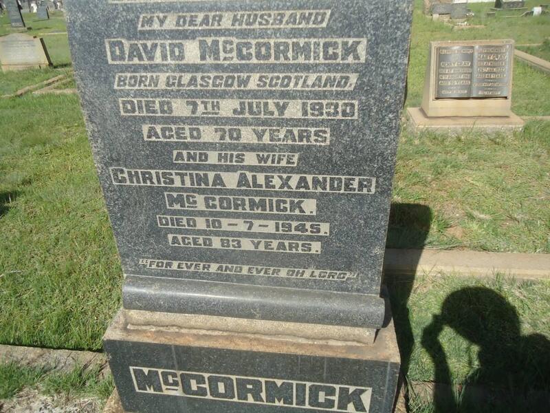 McCORMICK David -1930 & Christina Alexander -1945