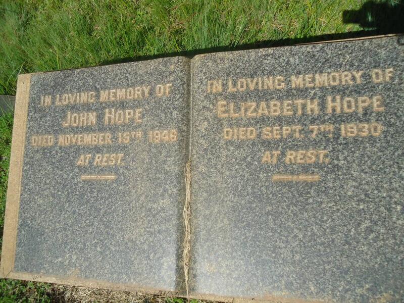 HOPE John -1946 & Elizabeth -1930