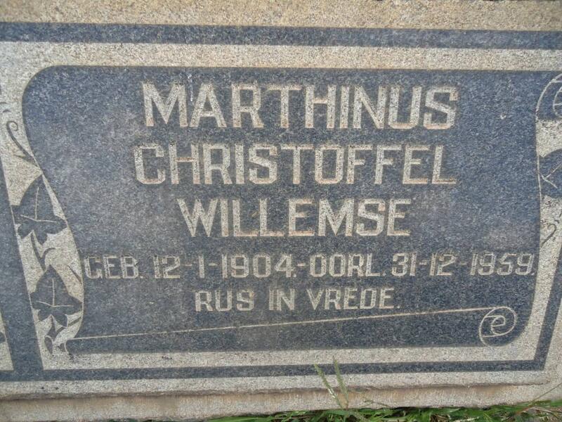 WILLEMSE Marthinus Christoffel 1904-1959