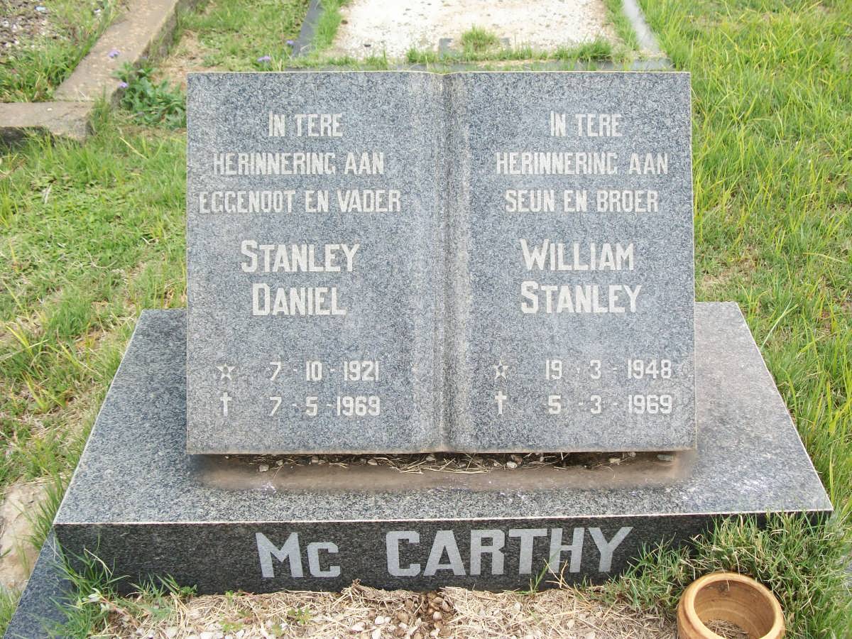 McCARTHY Stanley Daniel 1921-1969 & William Stanley 1948-1969
