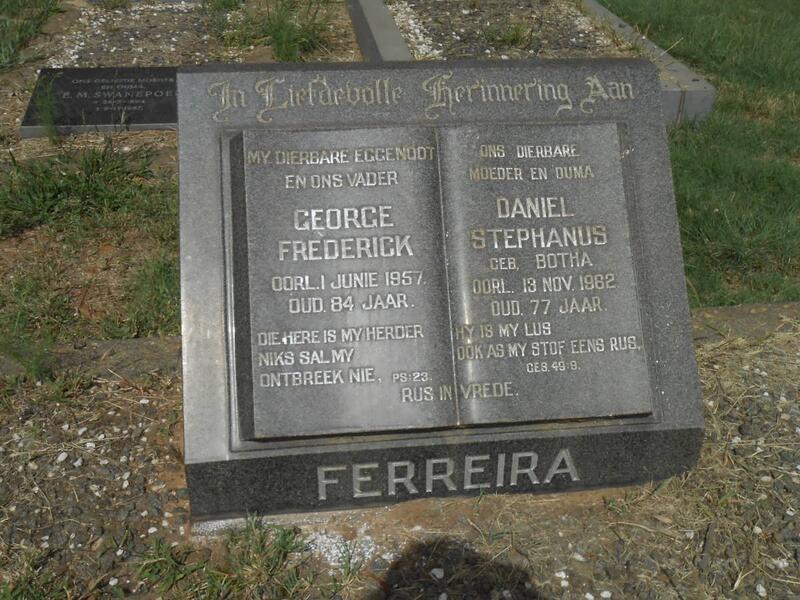 FERREIRA George Frederick -1957 & Daniel Stephanus BOTHA -1962
