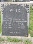 WEIR Jack 1882-1972 & Olive 1893-1968