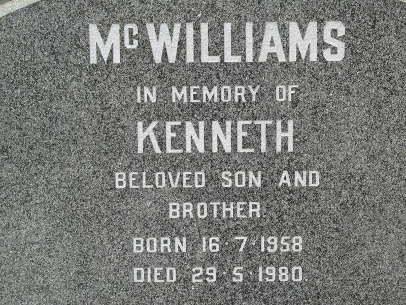 McWILLIAMS Kenneth 1958-1980