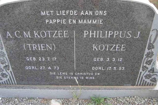 KOTZEE Philippus 1912-1953 & C.M. 1917-1973
