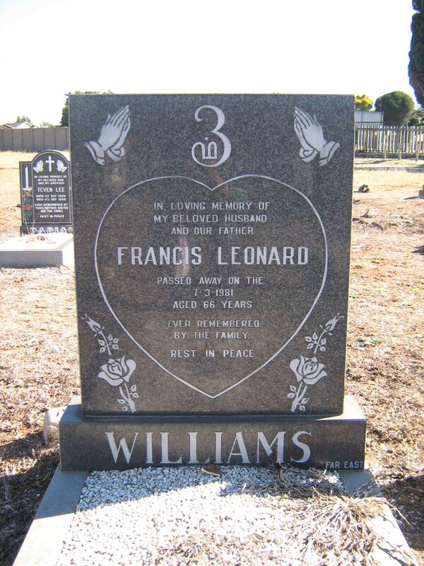 WILLIAMS Francis Leonard -1981