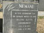 NIEMAND Helena Aletta nee GRUNDLINGH 1927-1983