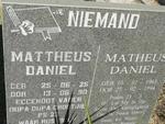 NIEMAND Mattheus Daniel 1925-1990 :: Matheus Daniel 1963-1994