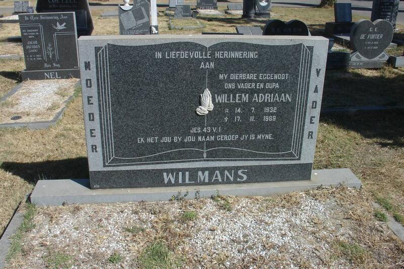 WILMANS Willem Adriaan 1932-1989
