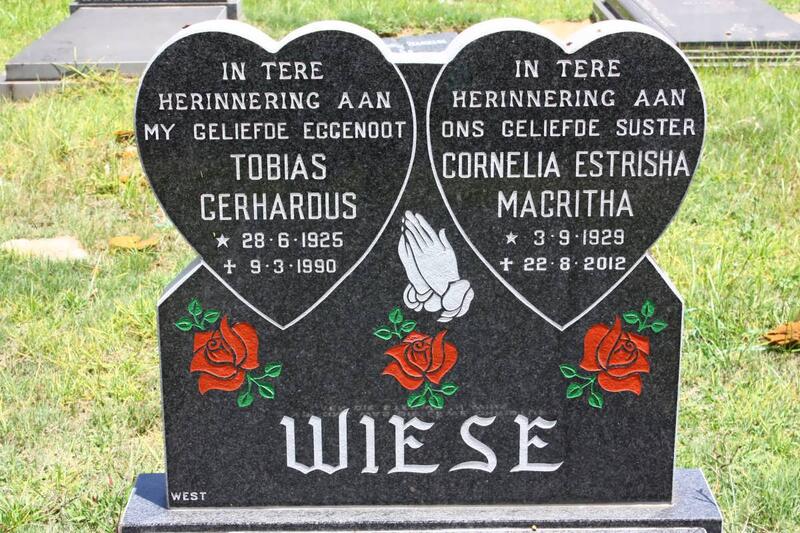 WIESE Tobias Gerhardus 1925-1990 & Cornelia Estrisha Magritha 1929-2012