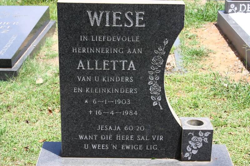 WIESE Aletta 1903-1984
