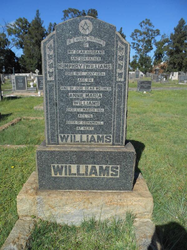WILLIAMS Humphry -1934 & Annie Maria -1951
