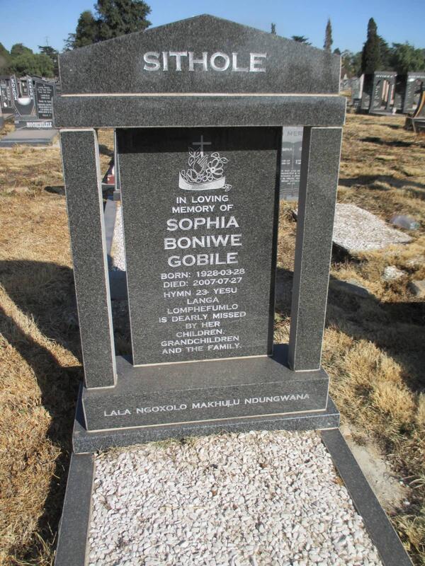 SITHOLE Sophia Boniwe Gobile 1928-2007
