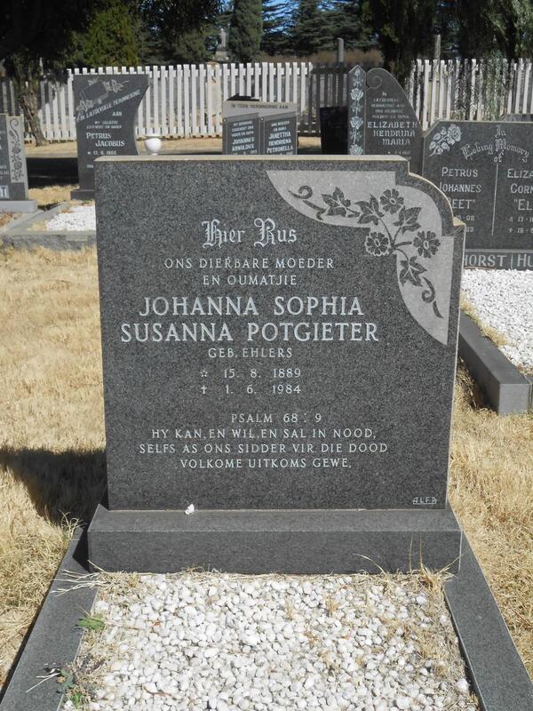 POTGIETER Johanna Sophia Susanna nee EHLERS 1889-1984