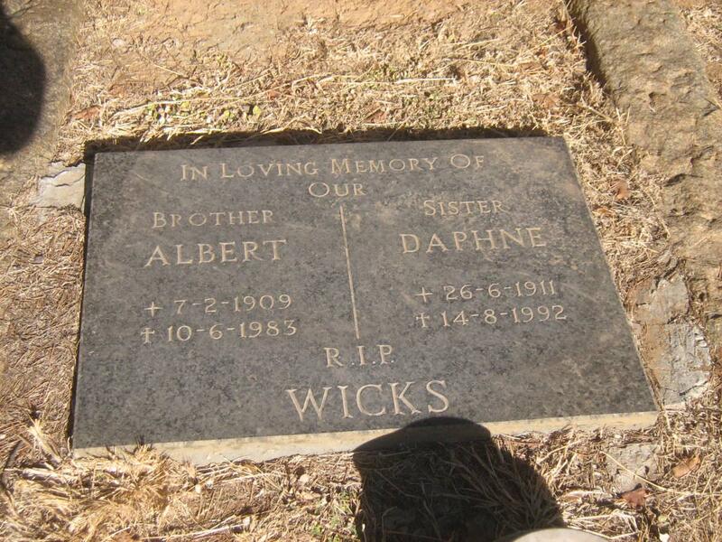 WICKS Albert 1909-1983 :: WICKS Daphne 1911-1992