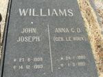 WILLIAMS John Joseph 1909-1989 & Anna C.D. LE ROUX 1905-1993