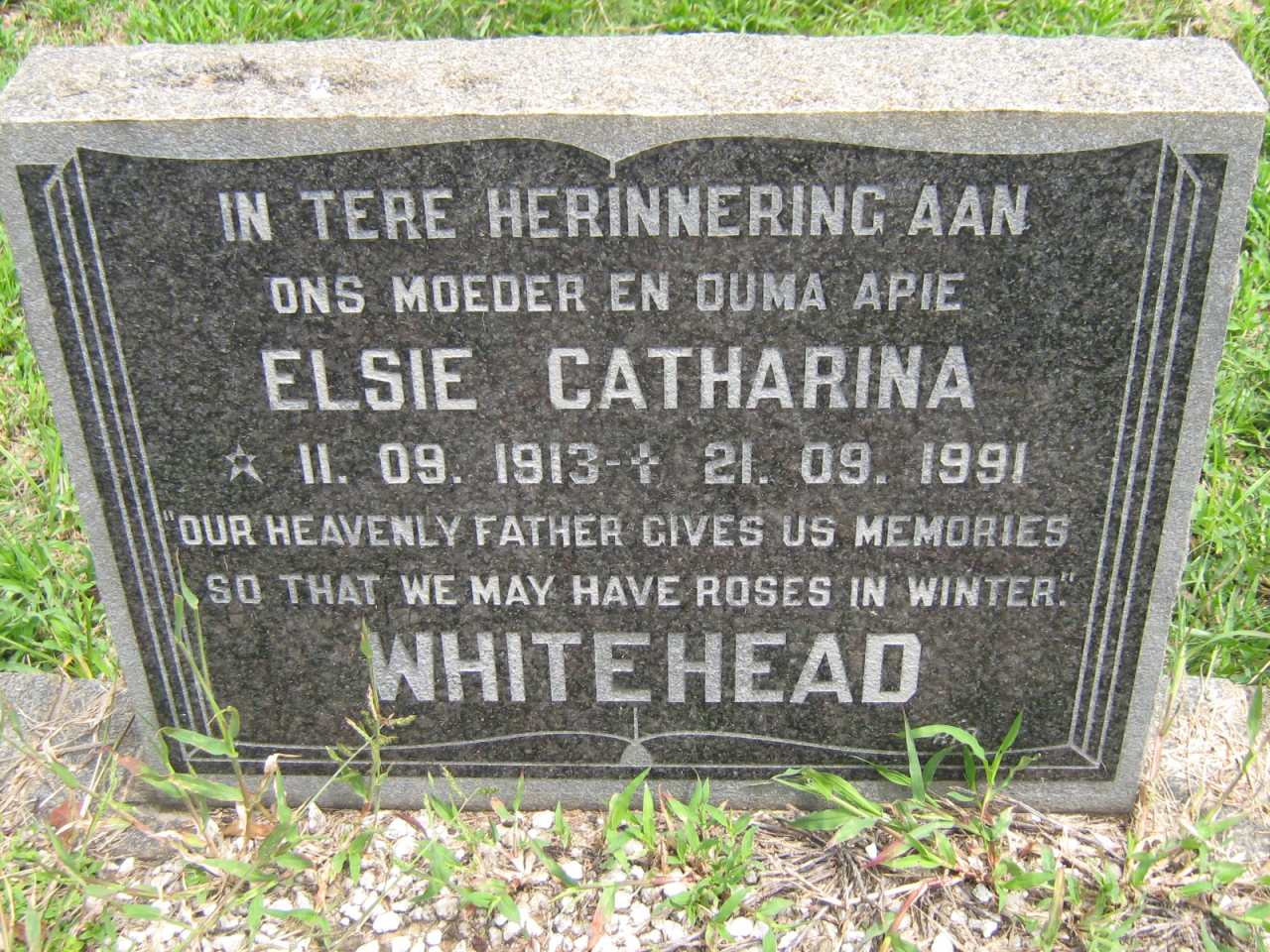 WHITEHEAD Elsie Catharina 1913-1991