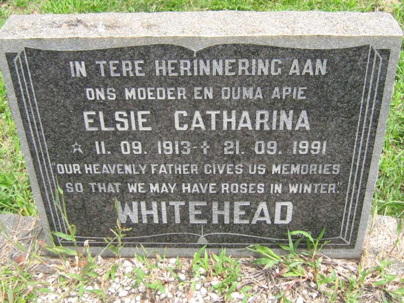 WHITEHEAD Elsie Catharina 1913-1991