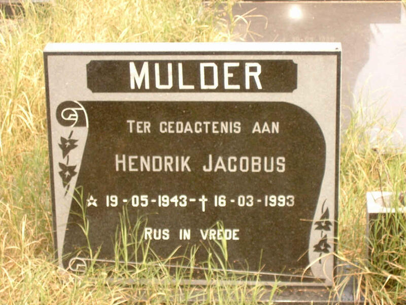 MULDER Hendrik Jacobus 1943-1993