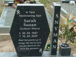 SNYMAN Sarah Susan nee SHARE 1957-2000