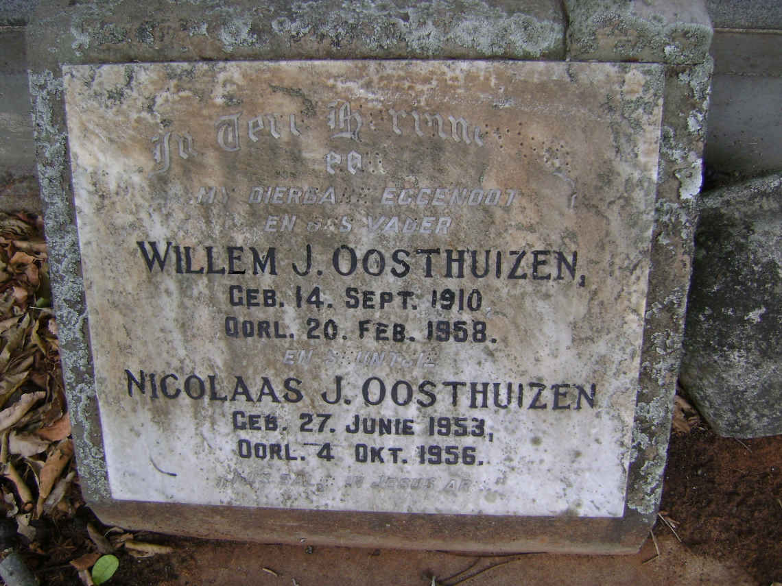 OOSTHUIZEN Willem J. 1910-1958 :: OOSTHUIZEN Nicolaas J. 1953-1956