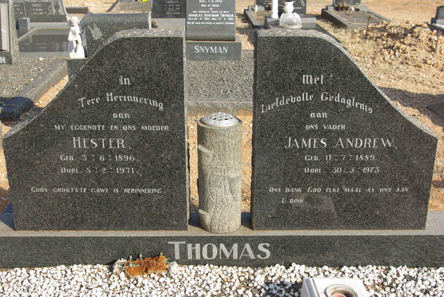 THOMAS James Andrew 1889-1973 & Hester 1896-1971