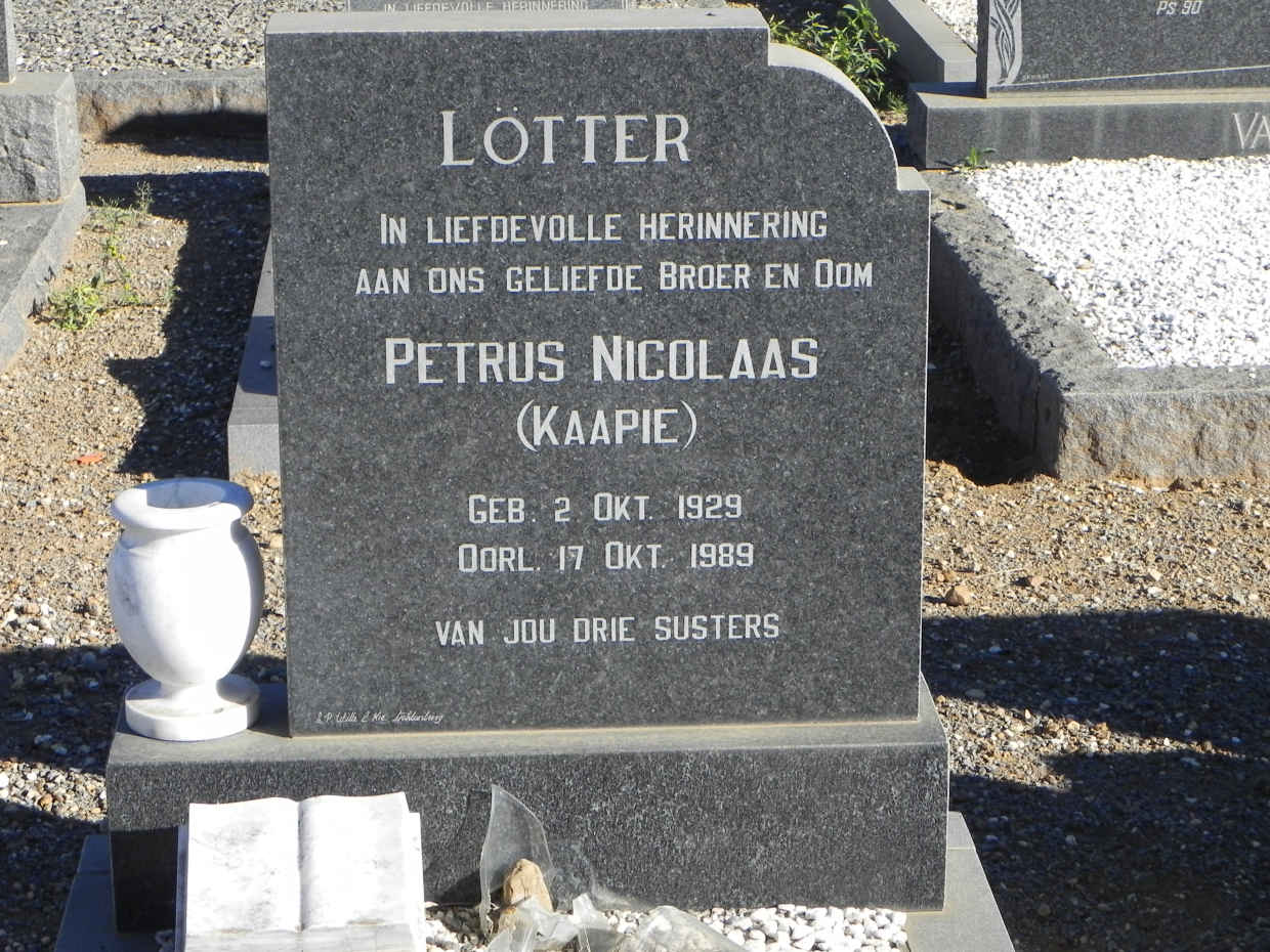 LÖTTER Petrus Nicolaas 1929-1989