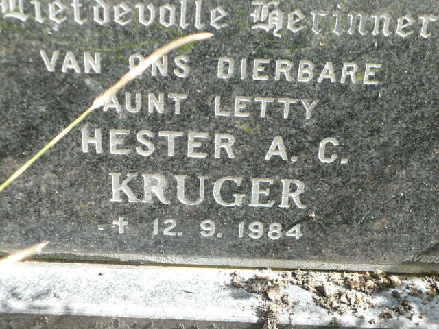 KRUGER Hester A.C. -1984