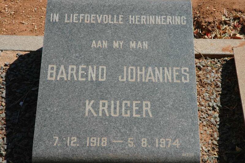 KRUGER Barend Johannes 1918-1974