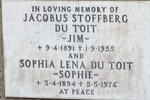 TOIT Jacobus Stoffberg, du 1891-1955 & Sophia Lena 1894-1976