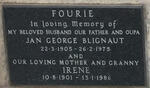 FOURIE Jan George Blignaut 1905-1975 & Irene 1901-1986