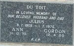 TOIT Julius, du 1908-1976 & Ann -1978 :: DU TOIT Gordon -1980