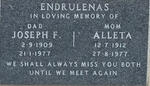 ENDRULENAS Joseph F. 1909-1977 & Alleta 1912-1977