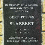 SLABBERT Gert Petrus 1933-2012