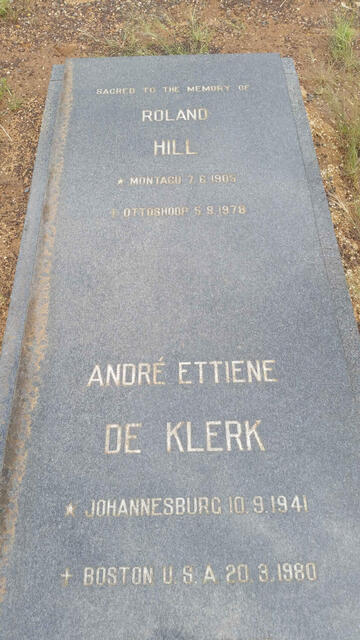 HILL Roland 1905-1978 :: DE KLERK André Ettiene 1941-1980